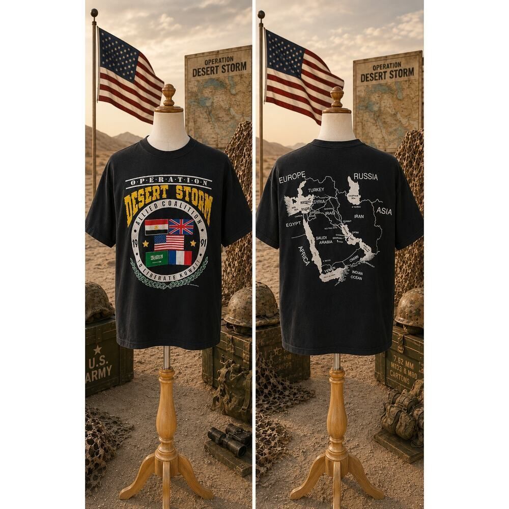 Vintage 1991 Desert Storm Screen Stars Best USA Tee XL Gulf War